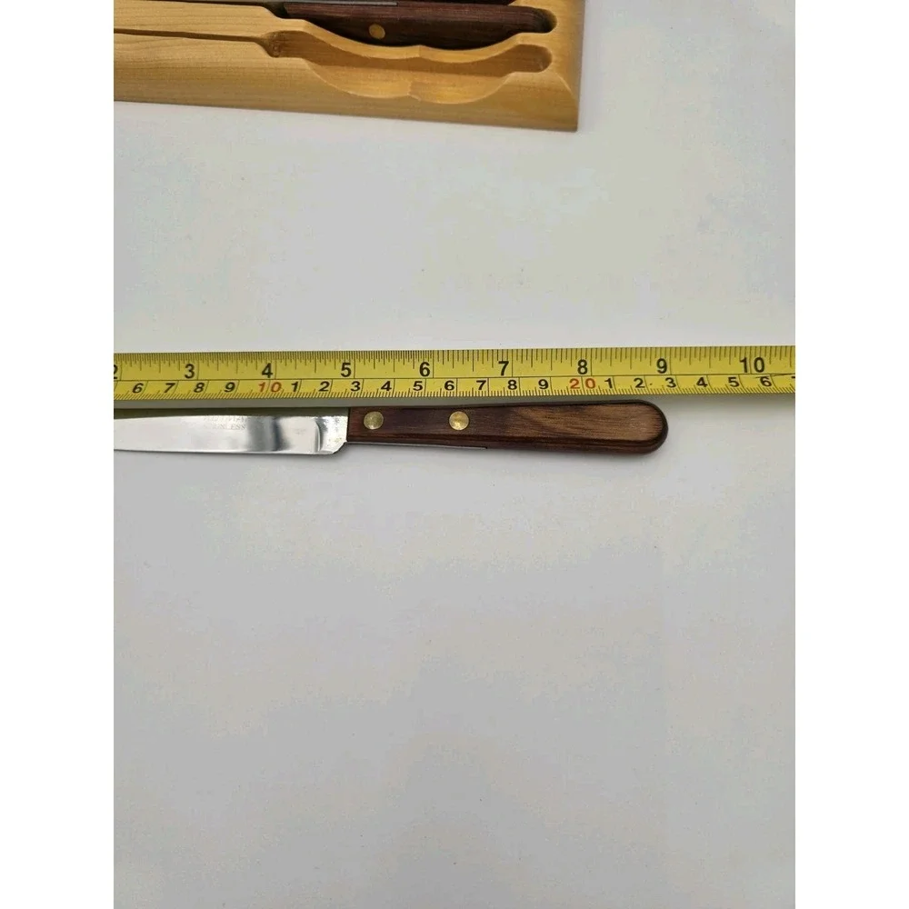 Vintage Kutmaster Steak Knives Set Of 6 Wooden Holder W/box Candlelight 1 AS-IS